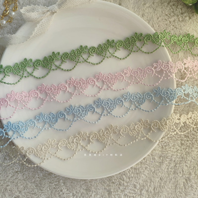 taobao agent 彩色牛奶丝2cm蕾丝小花边Lolita发带饰品diy辅料满包邮