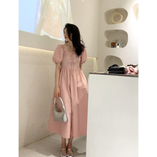 Tea break French gentle Hepburn style pink dress