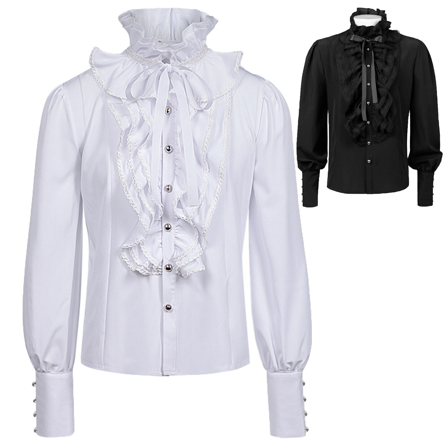 Medieval European and American men's pleated shirt, steampunk Victorian shirt, worn as an inner layer for a prince/pirate cosplay outfit.