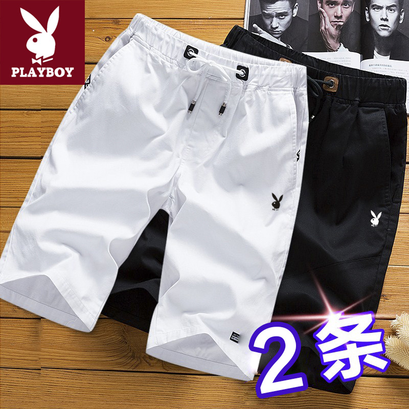 Шорты Playboy, мужские брюки с пятью точками, верхняя одежда, свободные пляжные брюки, летние трендовые хлопчатобумажные брюки, повседневные укороченные брюки