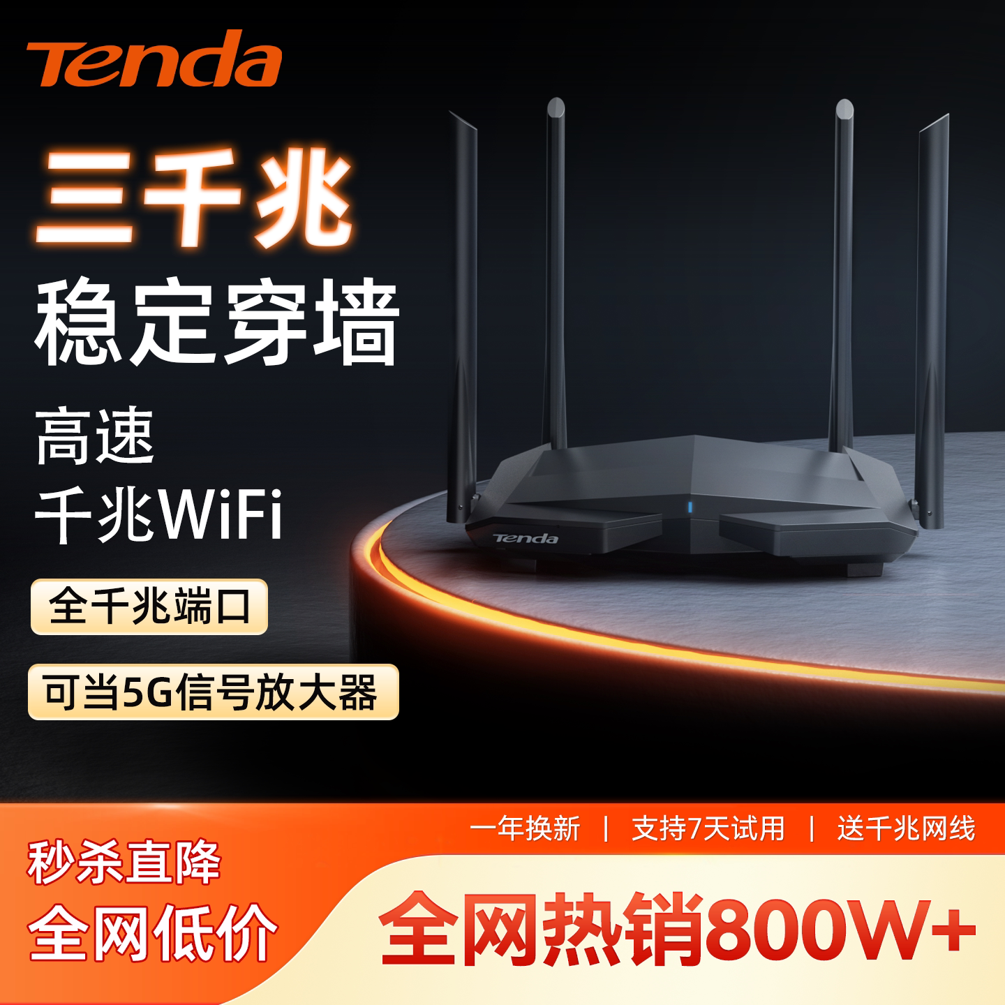 Домашний высокоскоростной гигабитный маршрутизатор Tenda Tenda через стену king wireless wifi для усиления сигнала AC1200 домашняя утечка масла