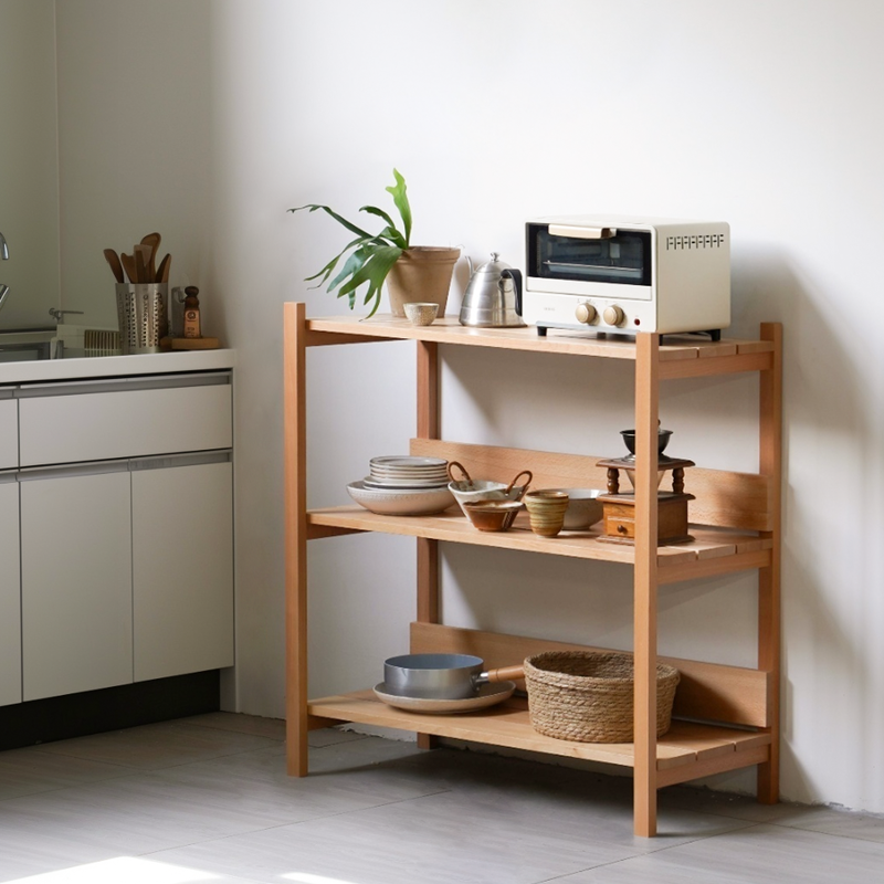 Кухонные стеллажи из массива дерева, многослойные бытовые многофункциональные стеллажи для хранения вещей от пола до потолка, многослойные стеллажи для хранения вещей в небольших квартирах