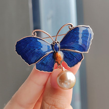 High end enamel painted butterfly brooch for women in South Korea, fashionable and versatile, elegant style, corsage, suit, sweater accessories