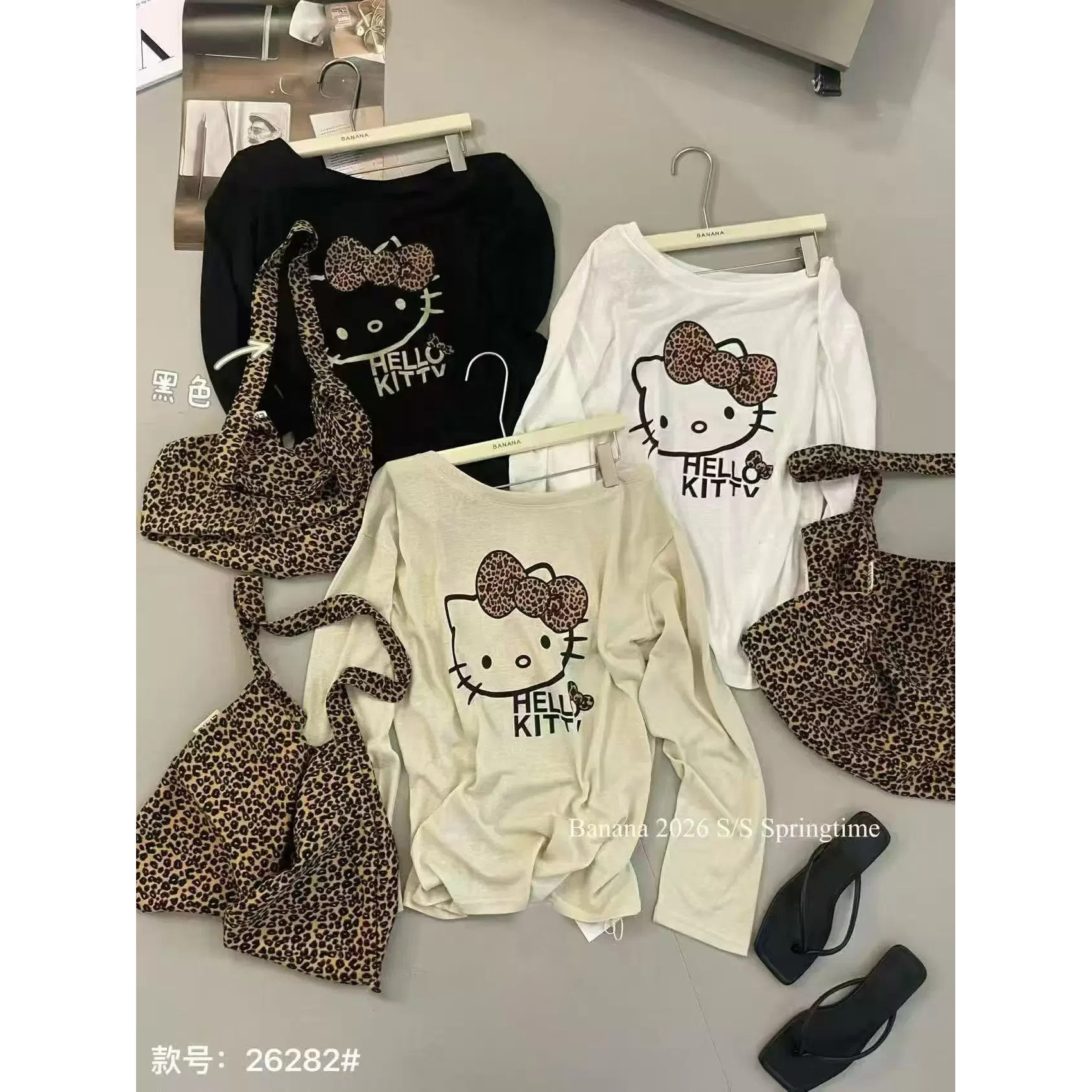 Новое летнее платье свободного покроя от южнокорейского бренда Dongdaemun с принтом леопардовой кошки из мультфильма...