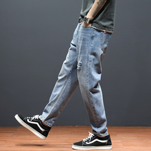Trendy men's jeans with loose fitting straight leg Harlan pants, new Hong Kong style long pants