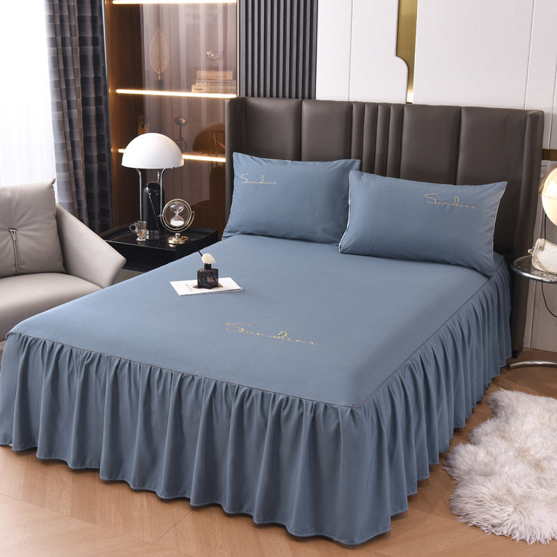 Новое матовое покрывало four seasons bed skirt, нескользящее цельное покрывало, двойные несъемные простыни, корейская версия пылезащитного покрывала
