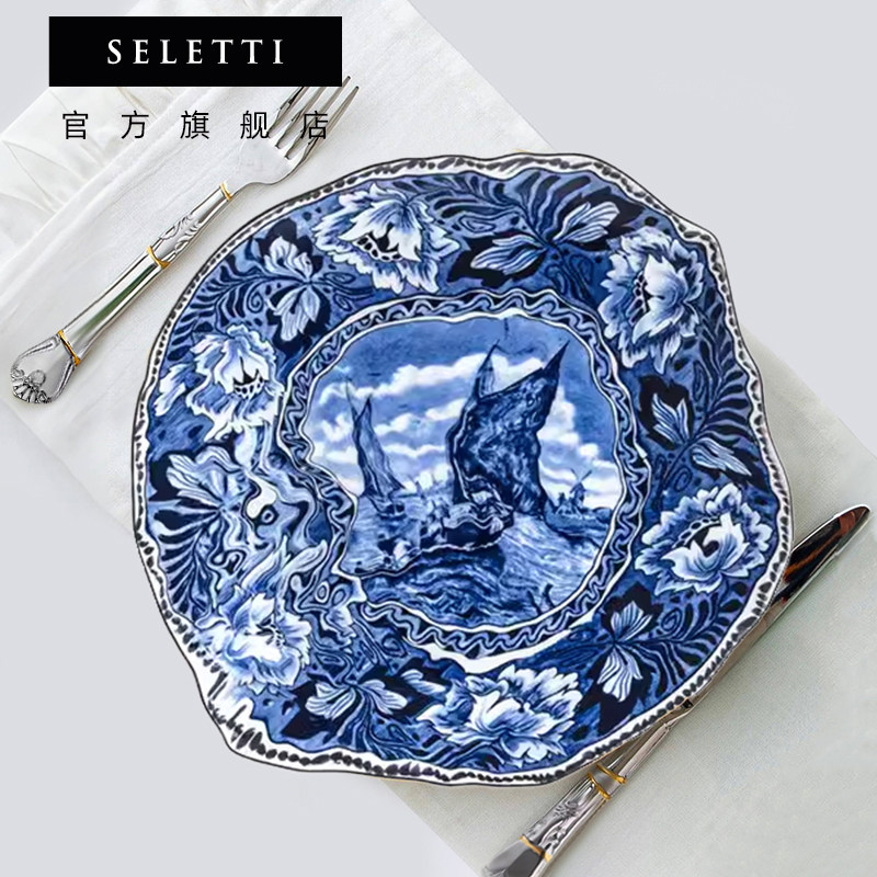 Подарочная тарелка seletti на праздник середины осени, китайская и западная плавающая мечта, высококачественная посуда, обеденная тарелка, стейк, ретро французский подарочный набор