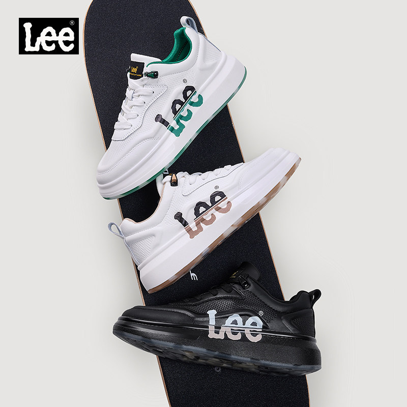 Lee shoes/ мужские белые туфли на толстой подошве; коллекция 2025 года; летняя новая кожаная дышащая мужская обувь; повседневные кроссовки; мужская модная обувь