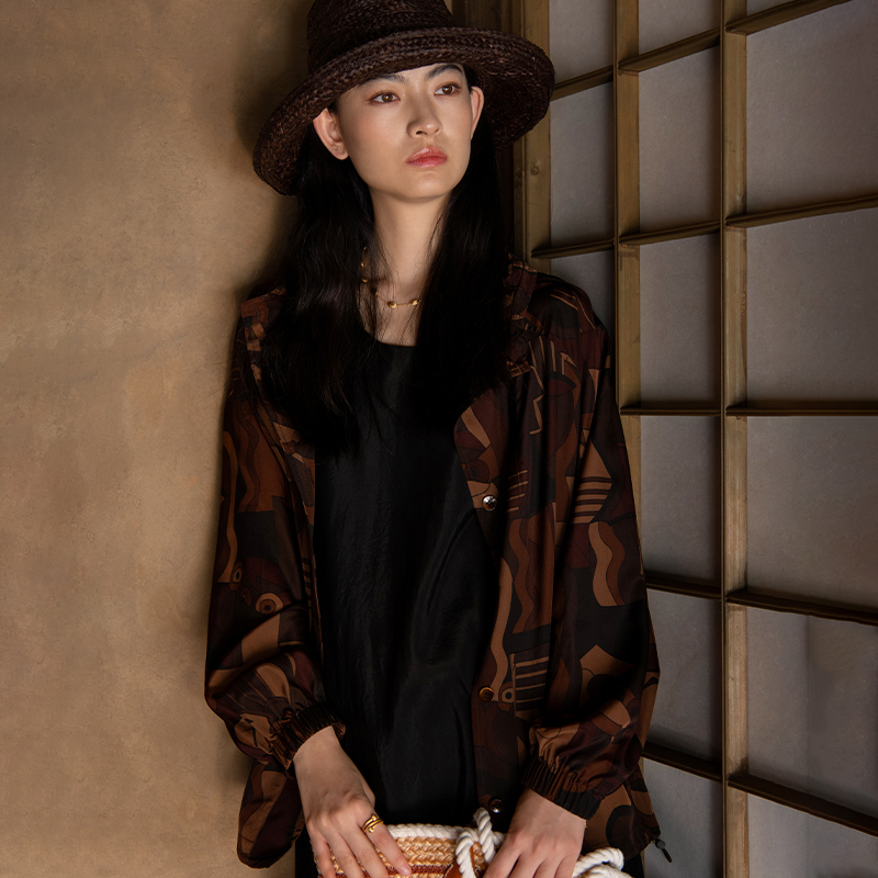 NavyDrifter Dress Traveler Italian Functional Jacket Imported Nylon Acetate Double-sided Printed Silk