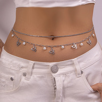 DZ0385 European and American cross -border butterfly pearl inlaid Su metal chain waist chain female fashion minimalist sexy accessories
