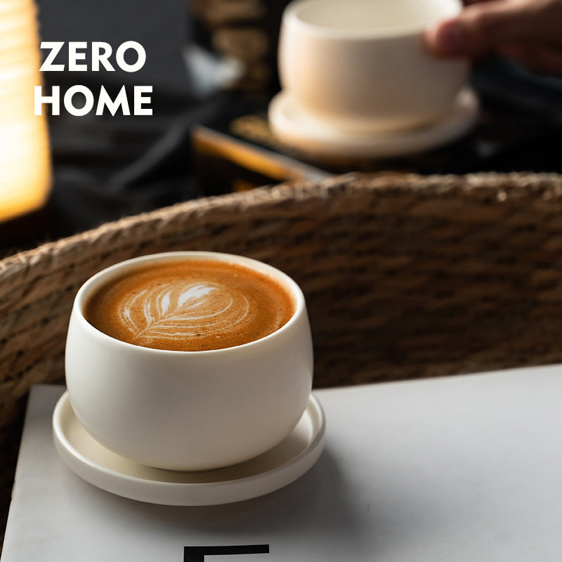 ZEROHOME 丨 Керамическая чашка-гирлянда в кремовом стиле, простая чашка для латте, изысканная матовая маленькая круглая чашка для кофе