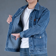 Spring, autumn, summer denim jacket, men's loose, multi pocket, trendy and versatile, handsome top, oversized lapel casual jacket