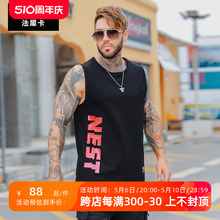 Fashi Card Fashion Brand Plus Size Men's Summer Fat Print Sports Tank Top with Fat Sweetheart Shoulder Sleeveless T-shirt for Outer Wear