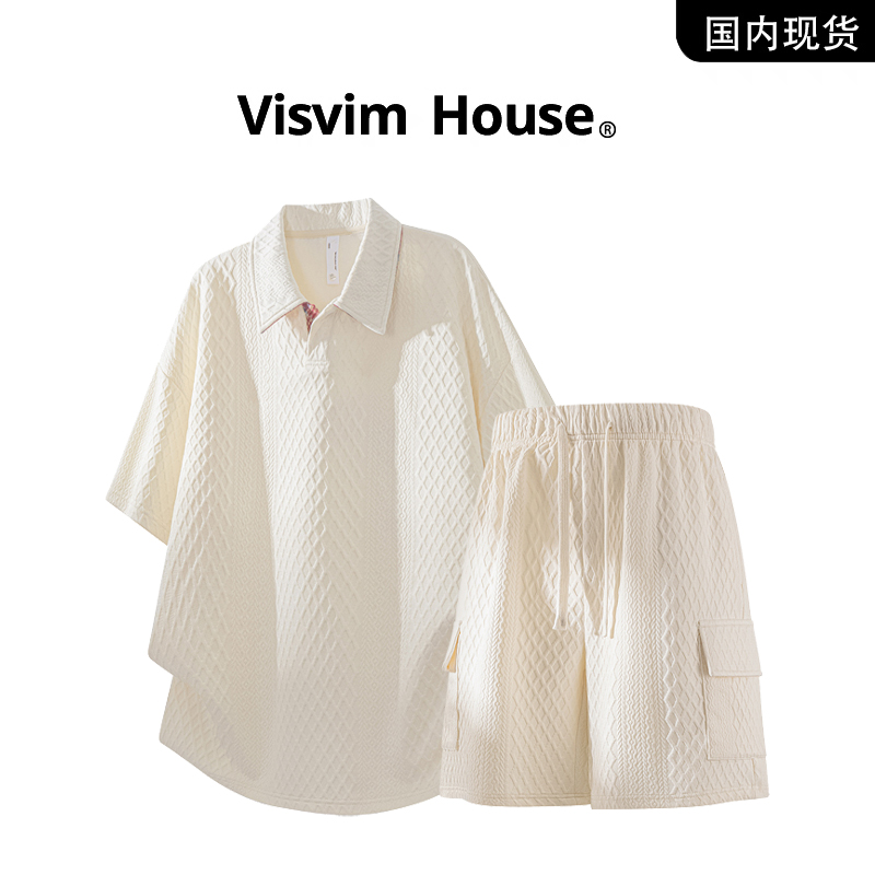 [Фирменное пятно] тяжелая рубашка-поло VISVIM WINGS, костюм с короткими рукавами, мужская летняя футболка, костюм-двойка