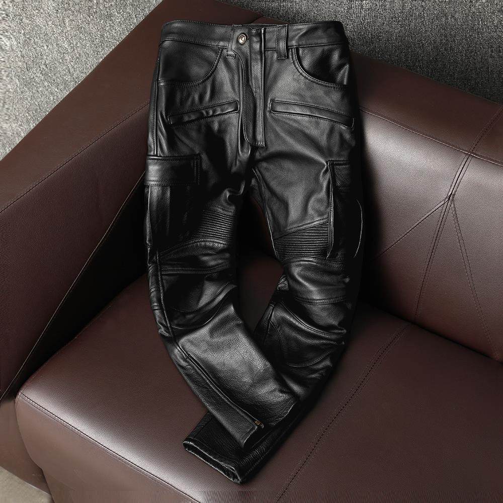 Высококачественные однотонные брюки из мягкой мотоциклетной кожи Pierre Cardin с первым слоем воловьей кожи для верховой езды могут быть дополнены защитным снаряжением, осенне-зимний новый тренд