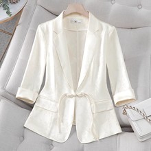 Apricot colored small suit jacket, women's summer thin casual temperament, small stature, new Chinese style women's clothing, Chinese style suit top