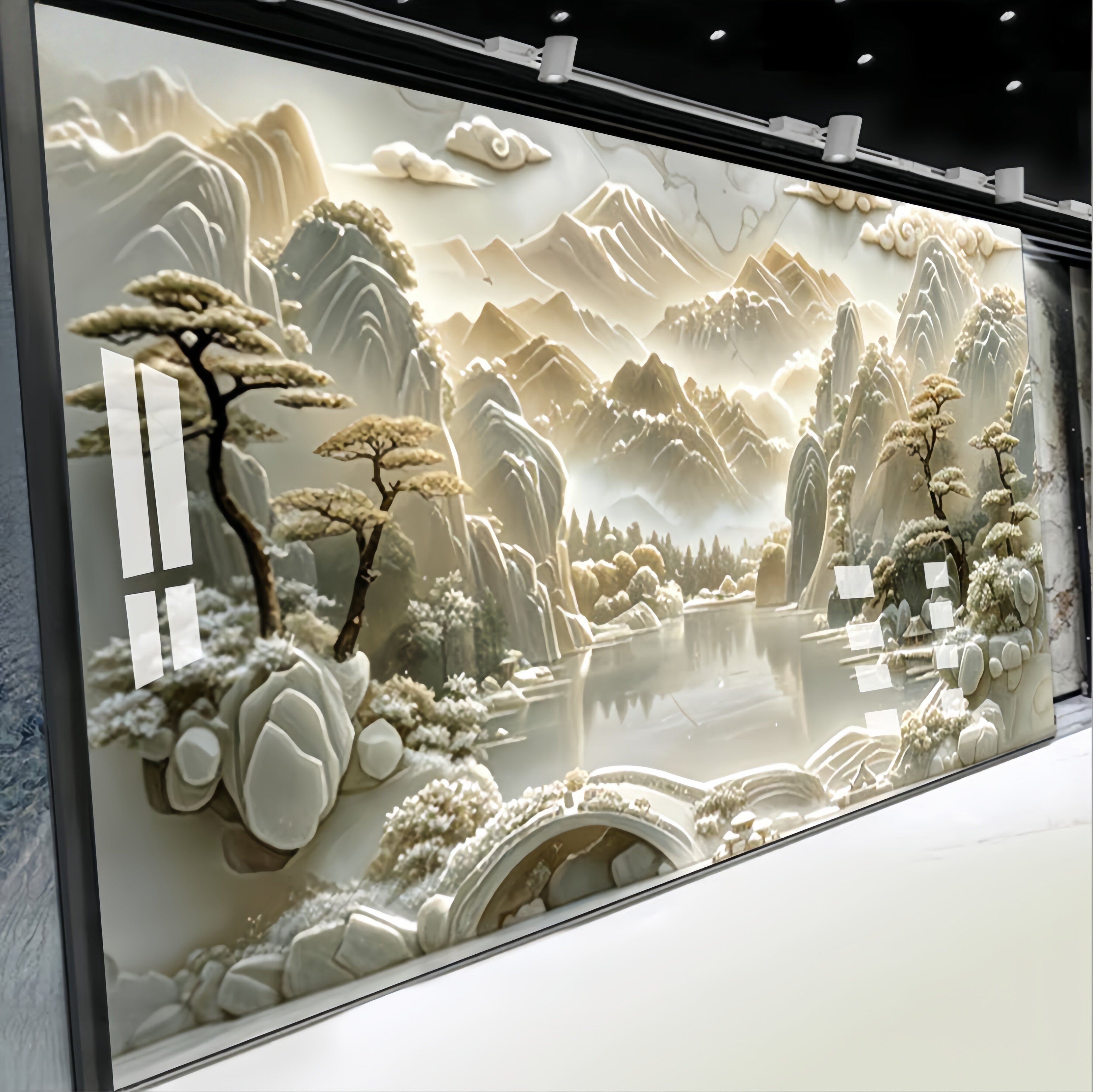 Трехмерная рельефная пейзажная живопись carbon crystal board TV background wall гостиная интегрированная стена...