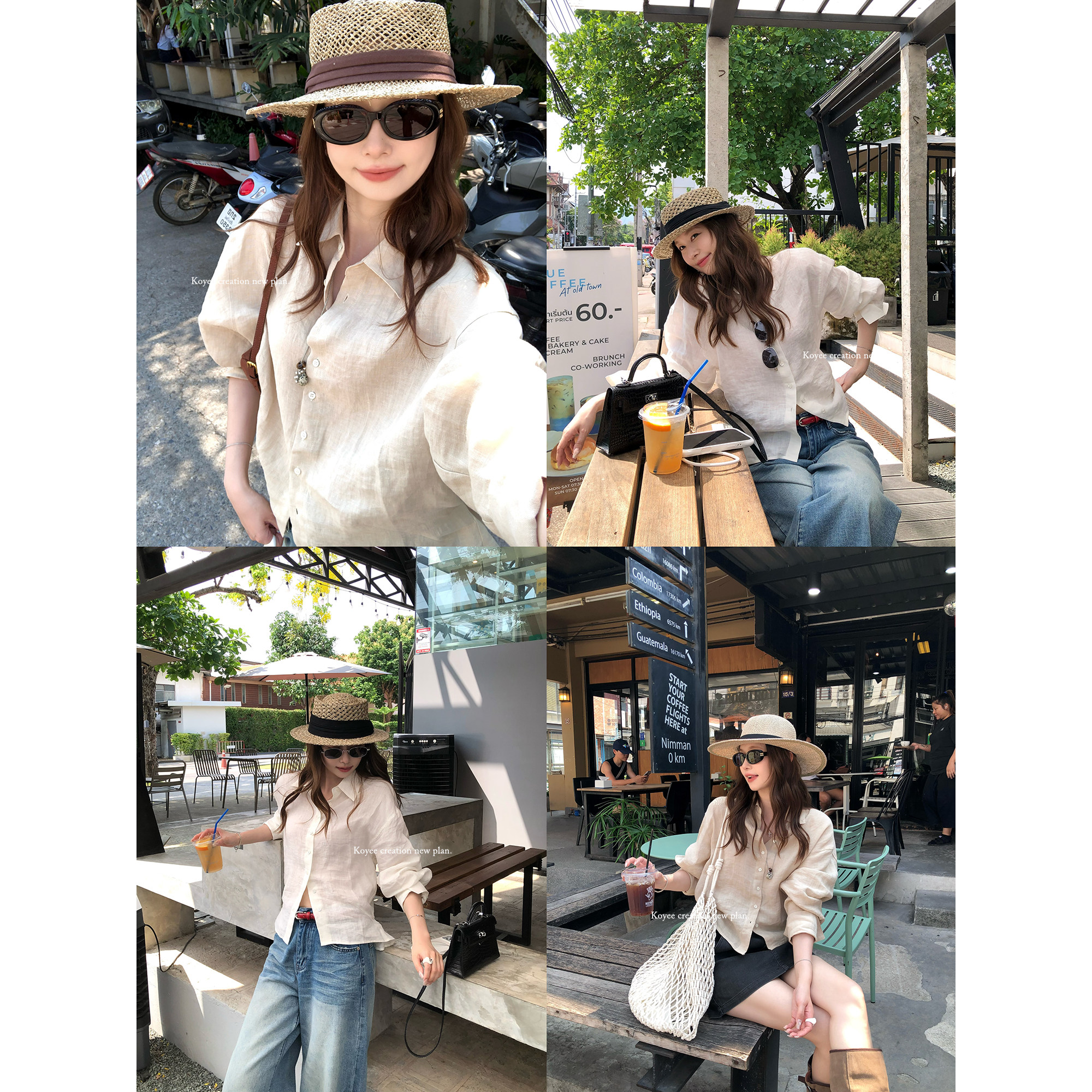 Kong Yili 100% Pure Linen Slim Fit White Shirt Women's Summer New Style Versatile Casual Long Sleeve Sun Protection Shirt