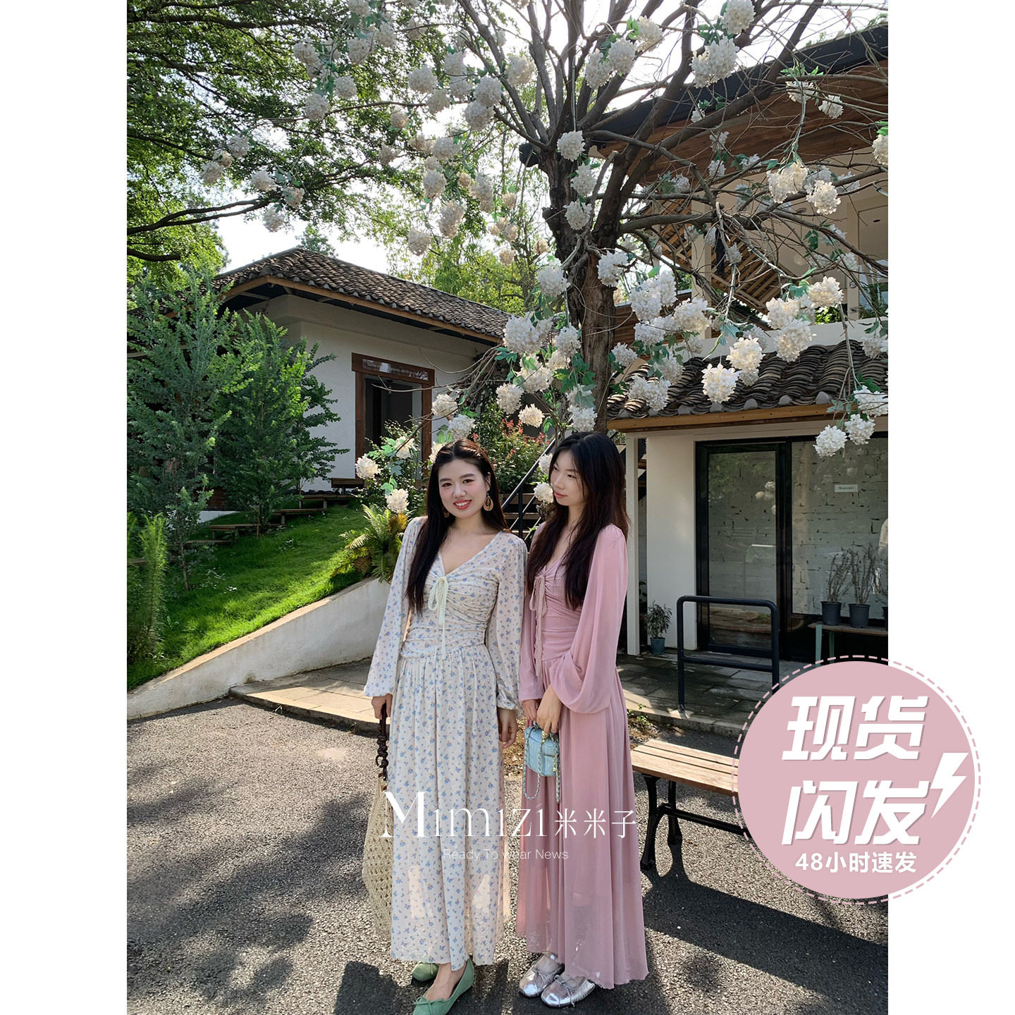 Платье с цветочным принтом Spot Mimizi micro fat plus Size fat mm “Green mist Flower letter” French du home design
