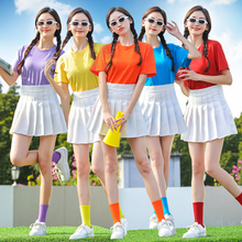 Colorful T-shirt for best friend, pure cotton loose fitting group activity class uniform, T-shirt for cheerleading performance, candy colored best friend uniform