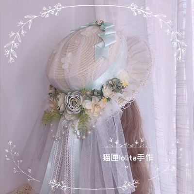 taobao agent lolita手作 羽毛头纱草帽帽子 追忆似水年华汉洋折衷法式复古优雅