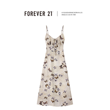 Forever21 French floral camisole dress for women's summer design with a slim waist and mid length A-line skirt