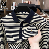 Мужская футболка Playboy с длинными рукавами, осенняя новая повседневная рубашка поло в полоску с отворотом, мужской топ