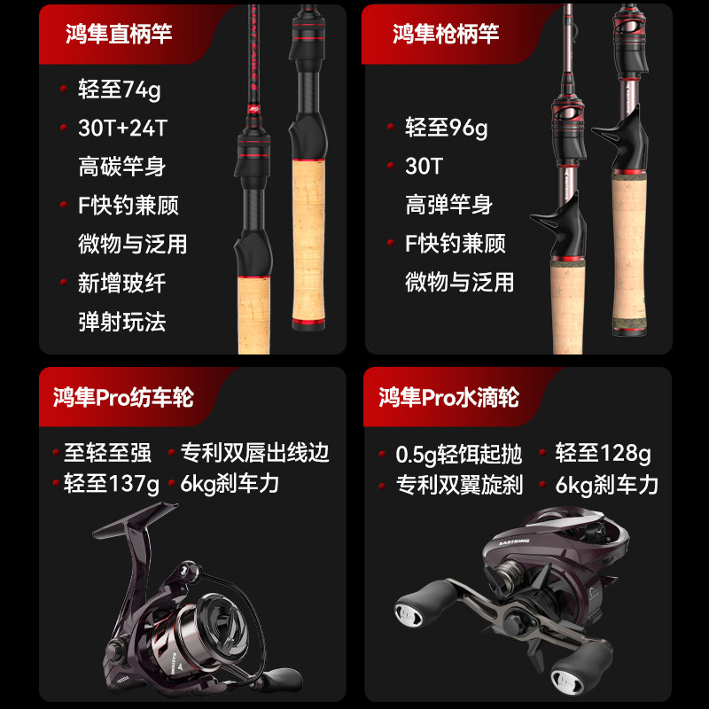 Набор Castin Hongfan Set Stream Micro-object Black pit Wild fishing Luya Полный комплект спиннингового колеса Water drop Wheel для начинающих рыболовов