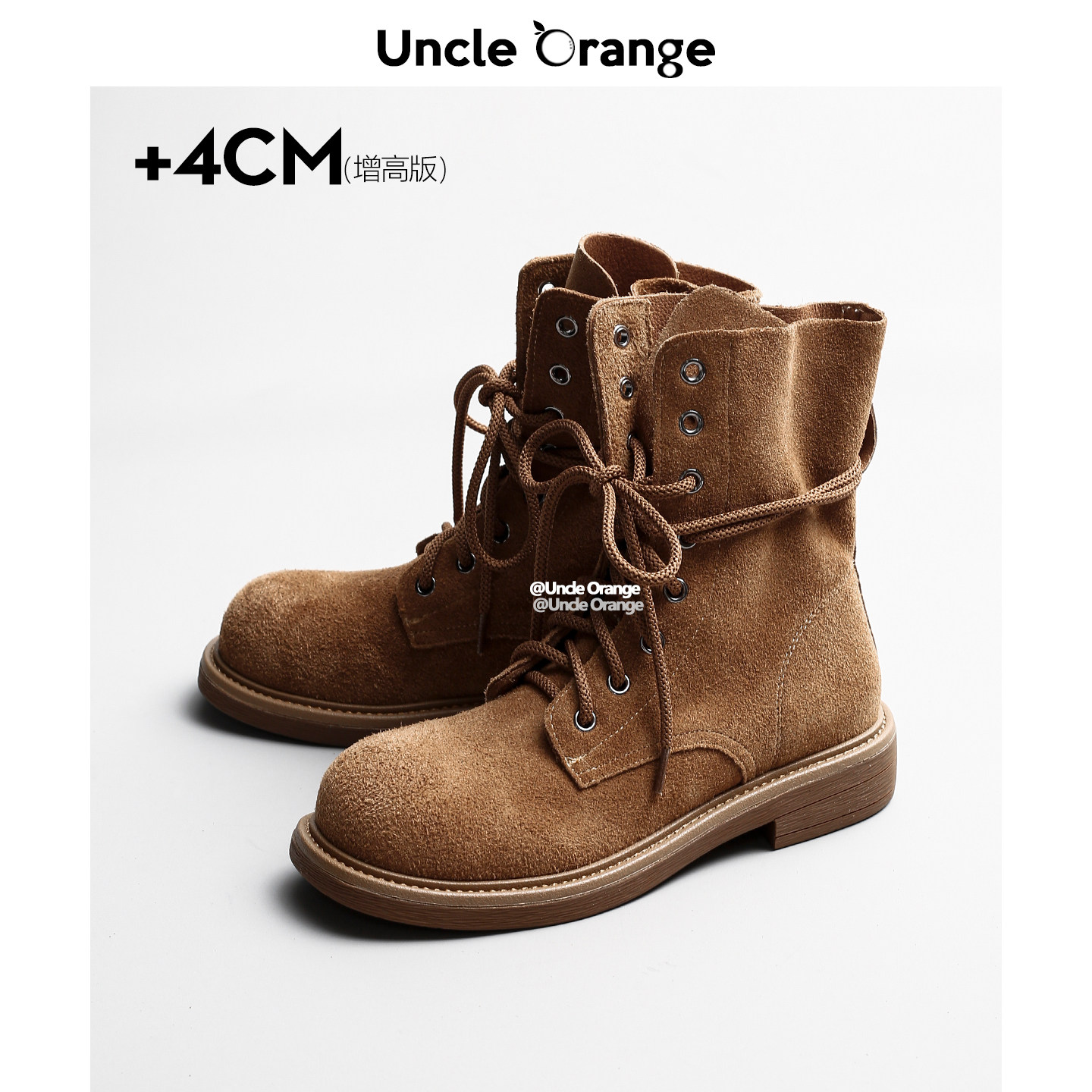 【Uncle Orange】 Кожаные ботинки Martin в стиле ретро с короткими рукавами; коллекция 2025 года; сезон осень-зима; новые ковбойские сапоги в западном стиле на толстой подошве с ремешками.