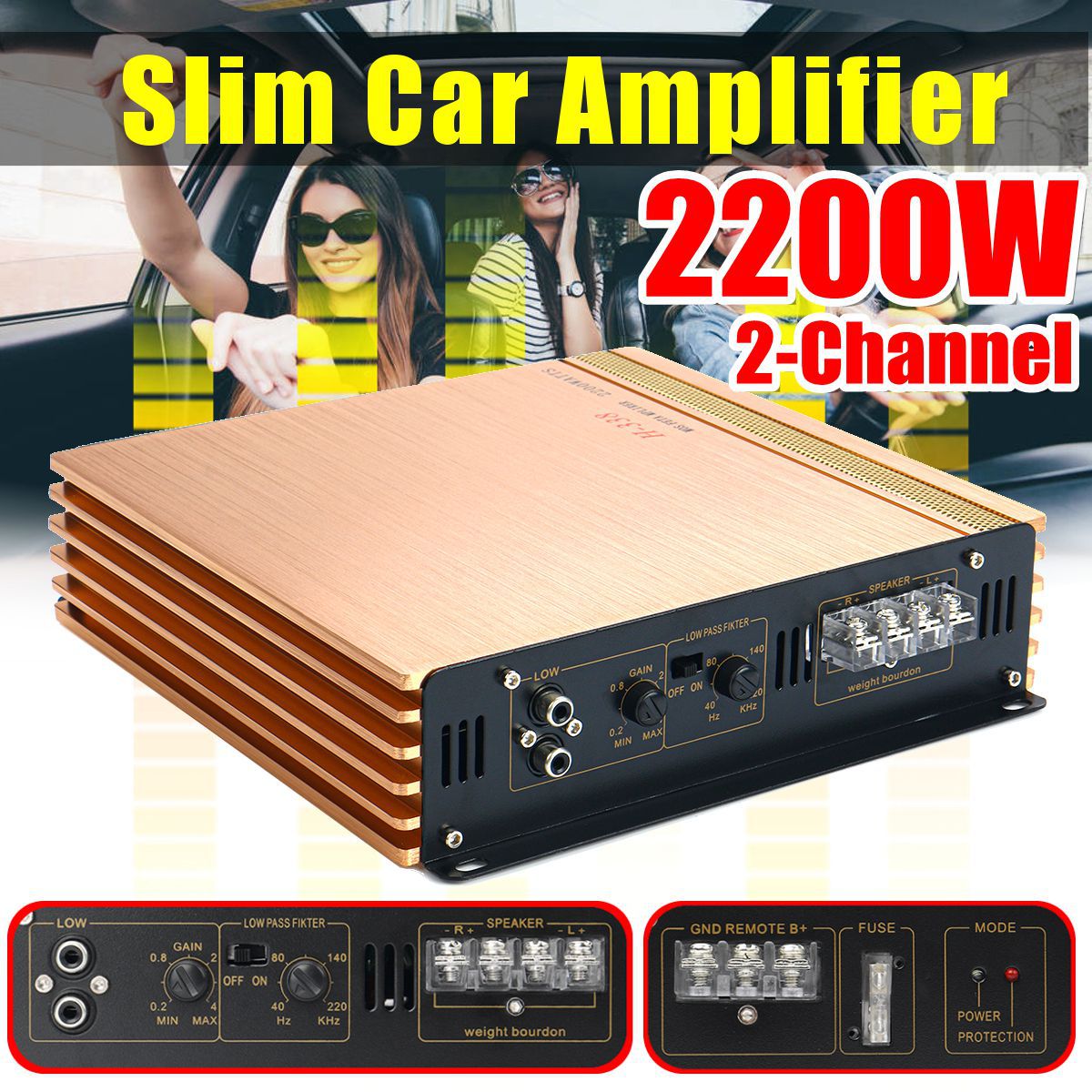 Германия и Япония импортировали технологию car audio power amplifier мощностью 2200 Вт, двухсторонний 2-канальный автомобильный усилитель высокой мощности H-338
