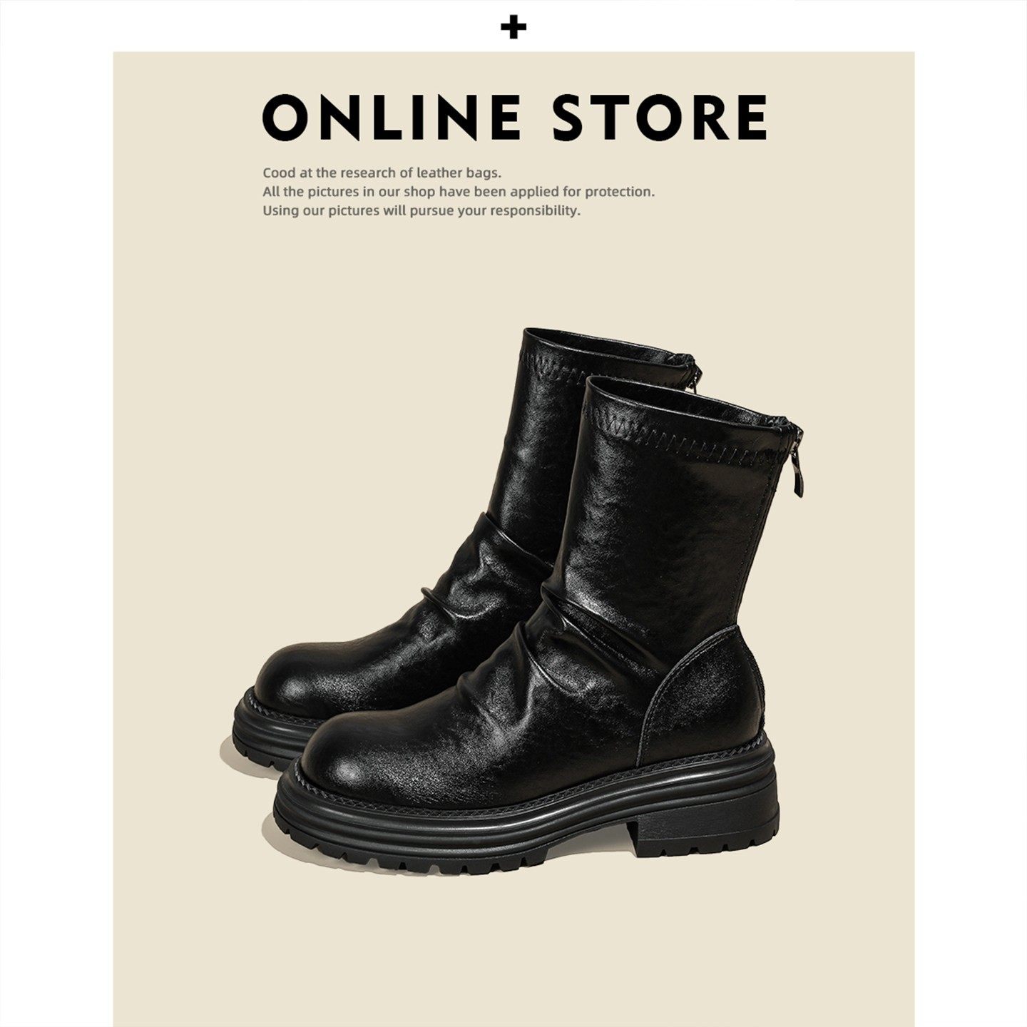Women's Half-Curved Martin Boots 2026 New Style Pleated Thick-Soled Boots Elastic Boots Chunky Heel Slim Elegant Short Boots Women's Boots