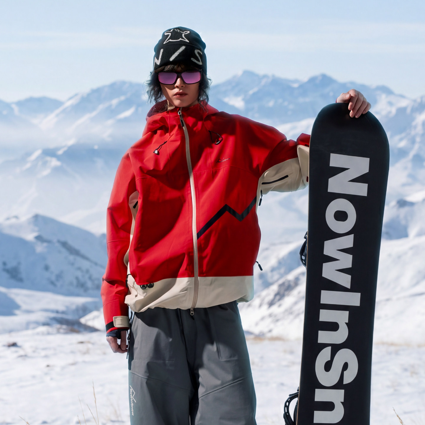 nowinsnow2026 новый лыжный костюм женский красный водонепроницаемый лыжный топ профессиональный ламинированный зимний костюм с твердой оболочкой
