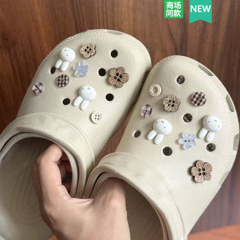Подходит для аксессуаров Crocs/ Cross, обуви с отверстиями, аксессуаров, обуви, пряжек для обуви в виде цветов, декоративных пряжек, набора милых пуговиц Miffy