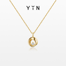 YIN Hidden Mobius Ring Diamond Necklace 18K Gold Pendant Women's collarbone Chain Jewelry Gift Gold Au750