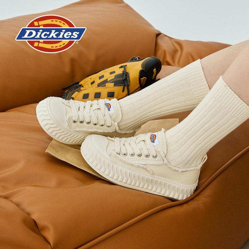 Женская парусиновая обувь Dickies; новинка 2025 года; летняя женская обувь; белые туфли на толстой подошве; дышащая повседневная обувь с низким вырезом