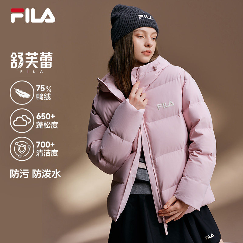 Пуховик FILA couple с капюшоном для женщин, зимняя куртка с капюшоном 2025 года, красочная ветрозащитная теплая водоотталкивающая куртка для мужчин