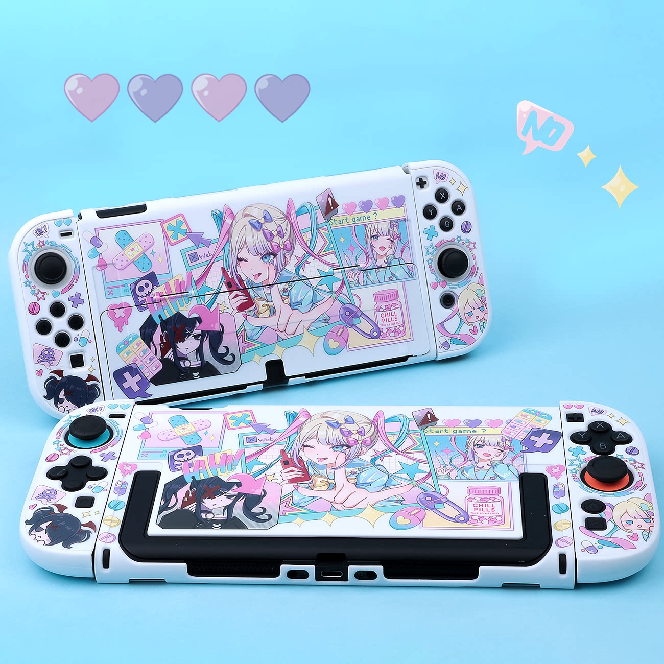 Anchor girl Switch 2 белый жесткий защитный чехол подходит для игровой консоли Nintendo OLED с разделенным защитным чехлом
