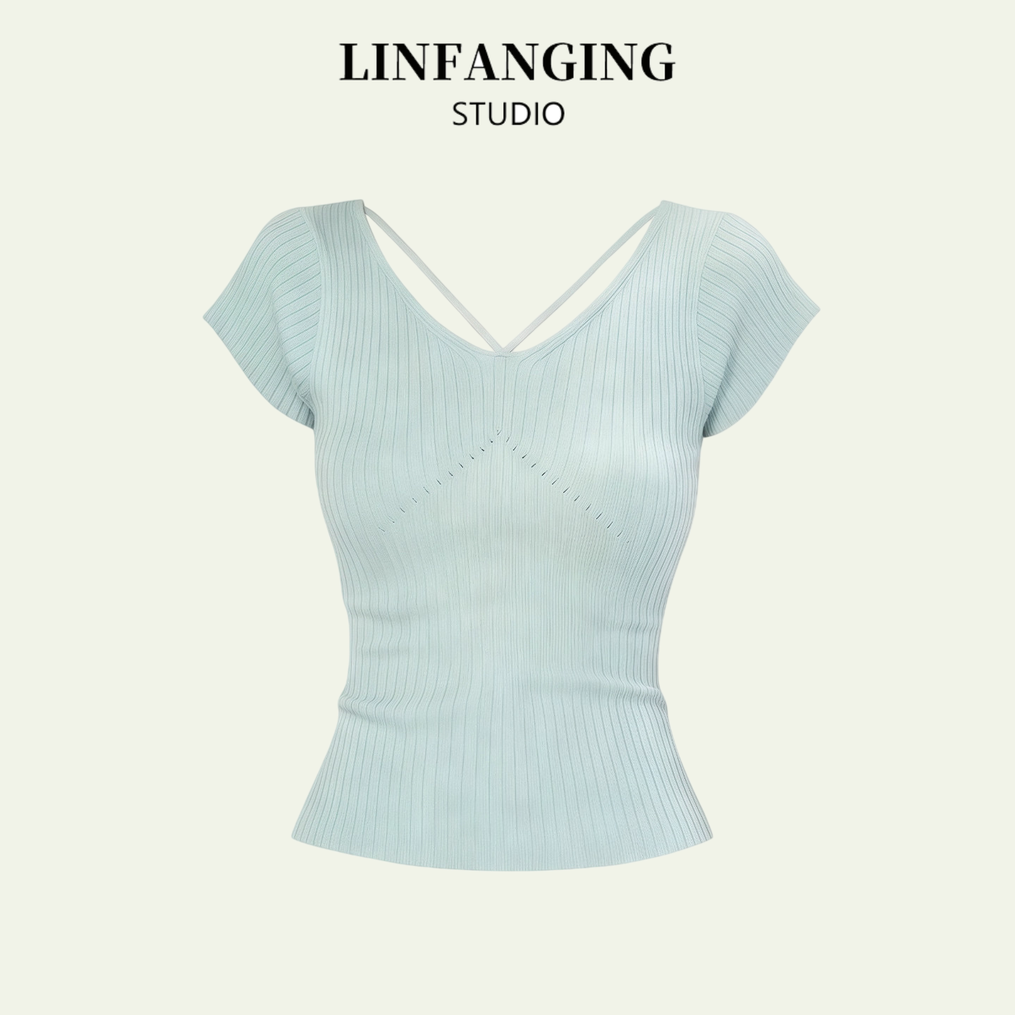 LINFANG pure desire, свитер с нежным ветром и V-образным вырезом и короткими рукавами, женская летняя дизайнерская универсальная блузка-ниша