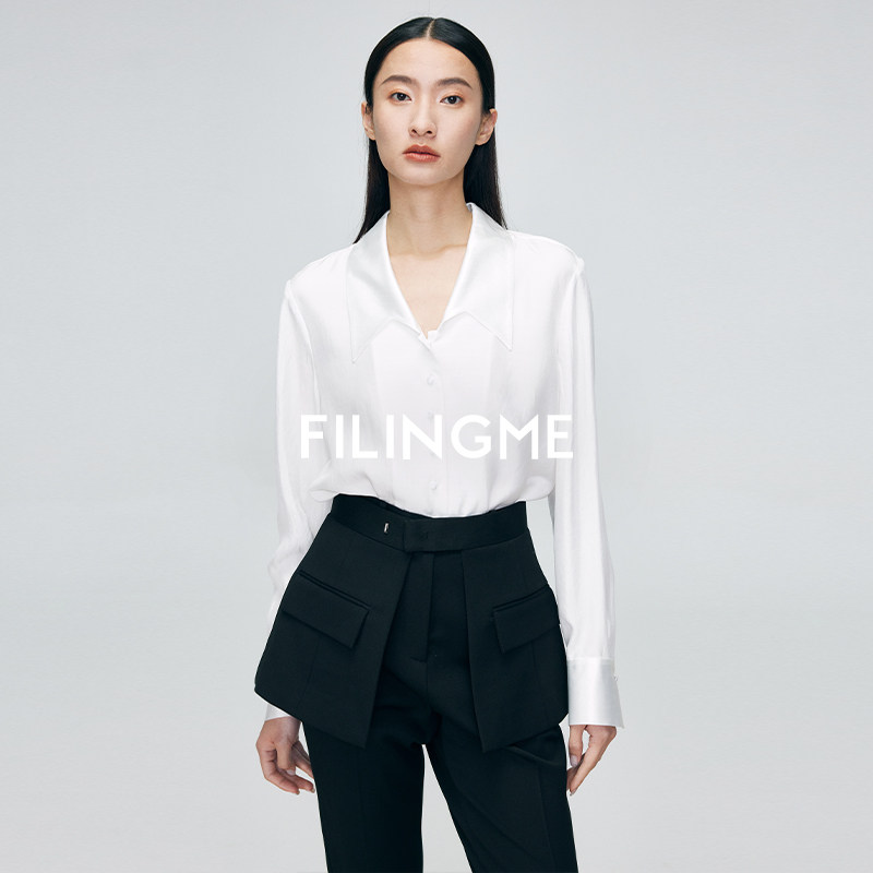 FILINGME26 Autumn New Arrival: Simple and Stylish Acetate Shirt Long-Sleeved Top