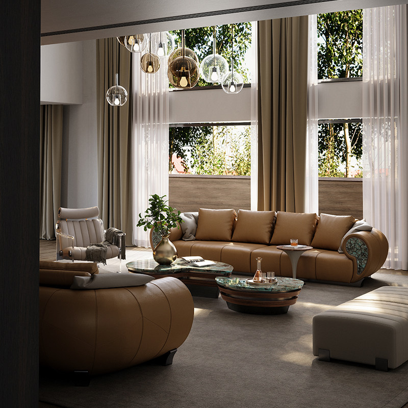 Вилла Muran floor row роскошная большая плоская софа Muran для всего дома, высококачественный поддерживающий диван, прямой диван из воловьей кожи