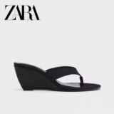 Летняя новинка 2026 года, черные босоножки ZARA на танкетке в елочку, на толстой подошве, на высоком каблуке, верхняя одежда, босоножки с увеличенным круглым носком