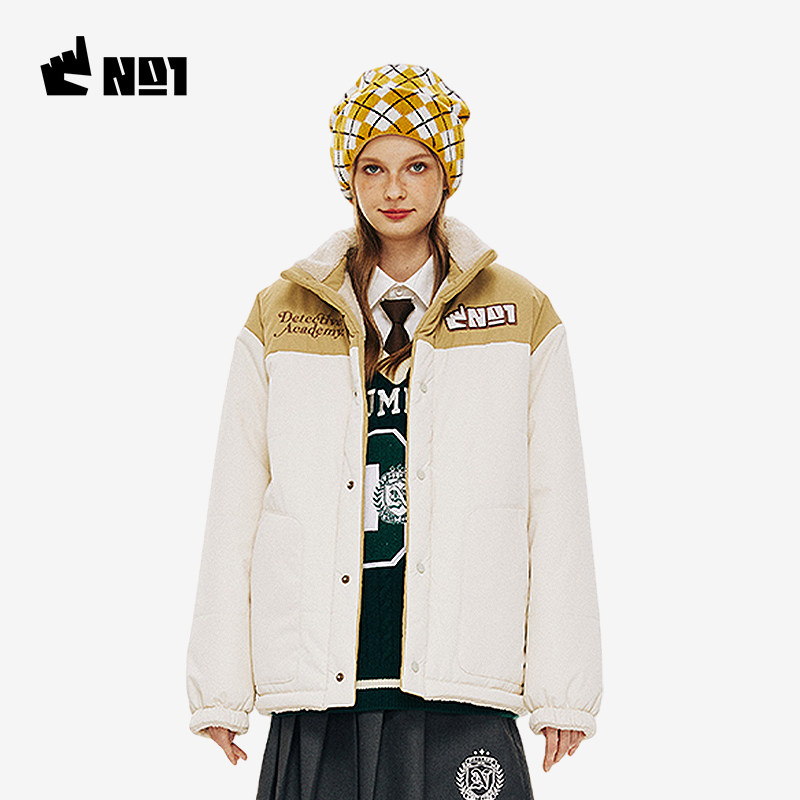 Двусторонняя флисовая стеганая куртка Nanbowan для сохранения тепла зимой и симпатичная стеганая куртка в стиле колледжа для студентов и 7 старшеклассников в том же стиле