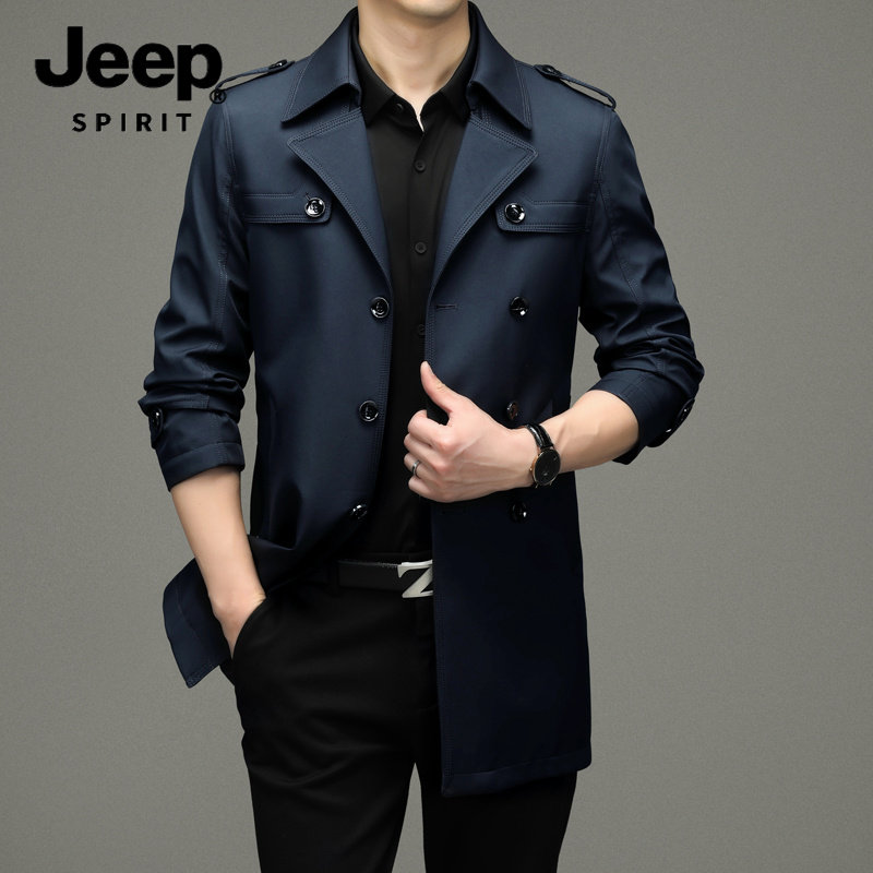 Ветровка Jeep Jeep, мужская весенне-осенняя куртка средней длины, высококачественная деловая повседневная мужская куртка, новинка 2026 года, стиль
