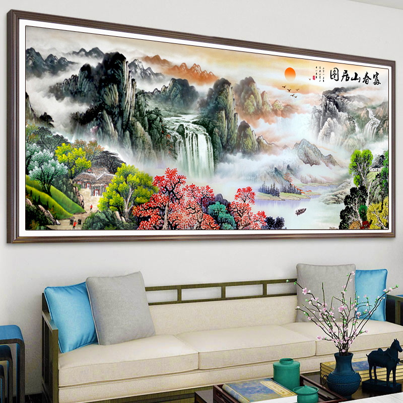 Карта горной резиденции Фучунь, вышивка крестиком, 2025 новый стиль, вышивка нитками, гостиная, крупномасштабная высококлассная атмосфера, китайская пейзажная живопись, 3 метра