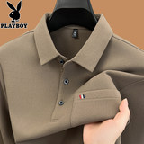 Playboy, весна 2026, плотная немецкая бархатная футболка с длинными рукавами, мужская одежда для папы, настоящие карманы, чтобы согреться, футболка-поло