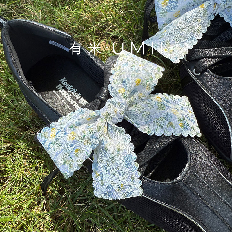 Кружевные шнурки для обуви Adidas training shoes samba с жемчужным бантом и пряжкой для обуви, белые съемные аксессуары в балетном стиле ins