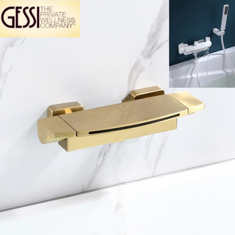 Итальянский смеситель для ванны GESSI с водопадом на выходе из бокового бачка, медный набор для душа, кран для горячей и холодной воды