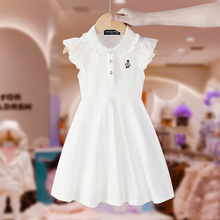 Girls' Dress Summer 2024 New Children's Fashionable Girl Pure Cotton Princess Dress White Flying Sleeves Thin Skirt