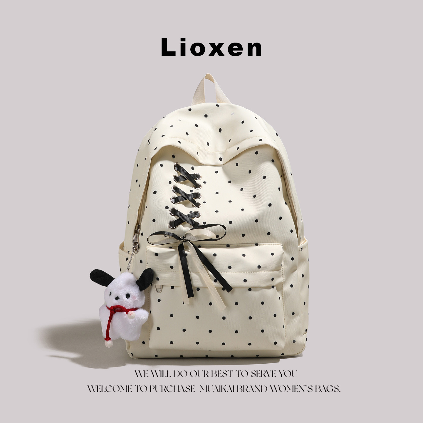 Рюкзак Lioxen в горошек с бантом, женский ценный японский школьный рюкзак для младших классов средней школы, школьная сумка большой емкости