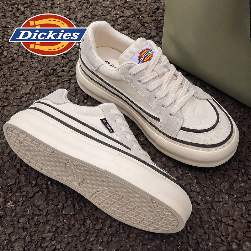 Парусиновая обувь Dickies на толстой подошве; мужская обувь; коллекция 2026 года; новые летние дышащие универсальные белые туфли; трендовые повседневные кроссовки